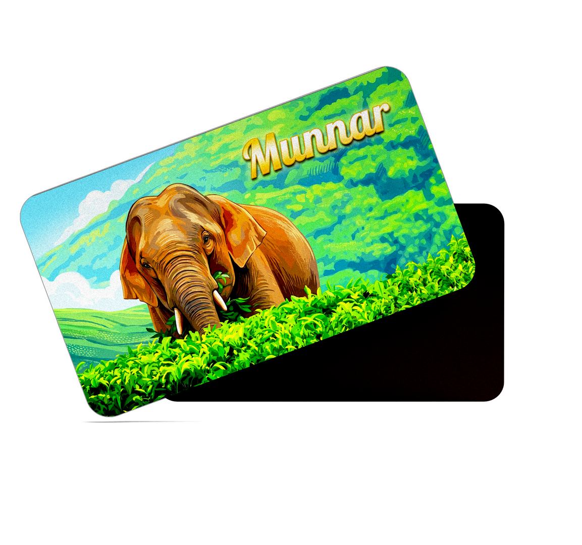 dhcrafts Rectangular Fridge Magnet Multicolor Kerala Munnar D11 Tea Leaves and Elephant Design Pack of 1 (8.6cm x 5.4cm)